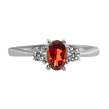 Small Garnet Ring with Zirconia Accents