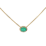 Oval Emerald Necklace with Gold  plated Chain