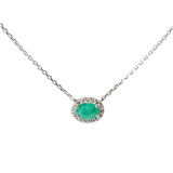 Oval Emerald Necklace with Gold  plated Chain