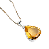 Citrine Drop Pendant Necklace with Reflective Edges
