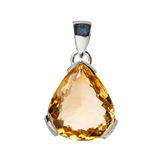 Citrine Drop Pendant Necklace with Reflective Edges