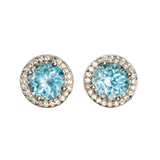 Light Blue Topaz Earrings Surrounded by Zirconia Halo