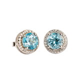 Light Blue Topaz Earrings Surrounded by Zirconia Halo