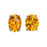 Oval Citrine Earrings with Light Reflective Brilliance