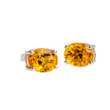 Oval Citrine Earrings with Light Reflective Brilliance