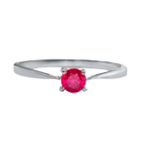Petite Natural Heated Ruby Ring with Circular Reflective Setting