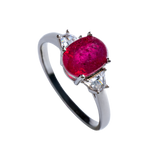 Ruby Ring flanked with Zirconia Accents