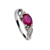 Ruby Ring with Triangular Zirconia Cluster
