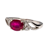 Ruby Ring with Triangular Zirconia Cluster