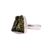 Unique Raw Moldavite Ring
