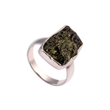 Unique Raw Moldavite Ring
