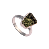 Unique Raw Moldavite Ring