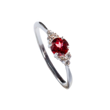 Small Garnet Ring with Triangular Zirconia Clusters
