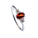 Small Garnet Ring with Zirconia Accents