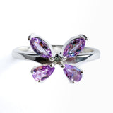 Amethyst Butterfly Ring with Leaf-Shaped Gemstones