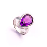 Medium Teardrop-Shaped Amethyst Ring