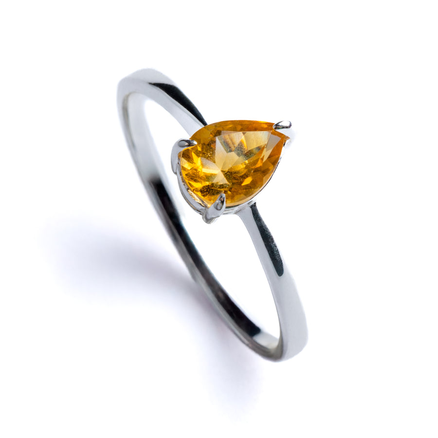 Teardrop-Shaped Citrine Ring