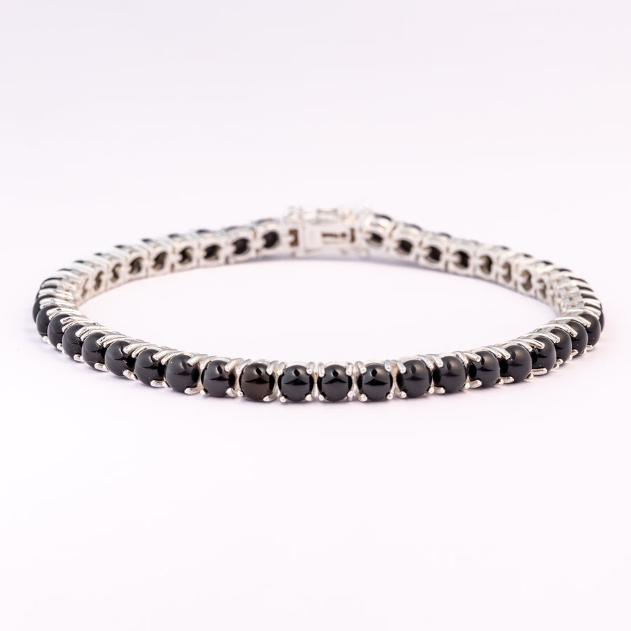 Black Spinel Gemstones Silver Bracelet
