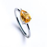 Small Teardrop-Shaped Citrine Ring