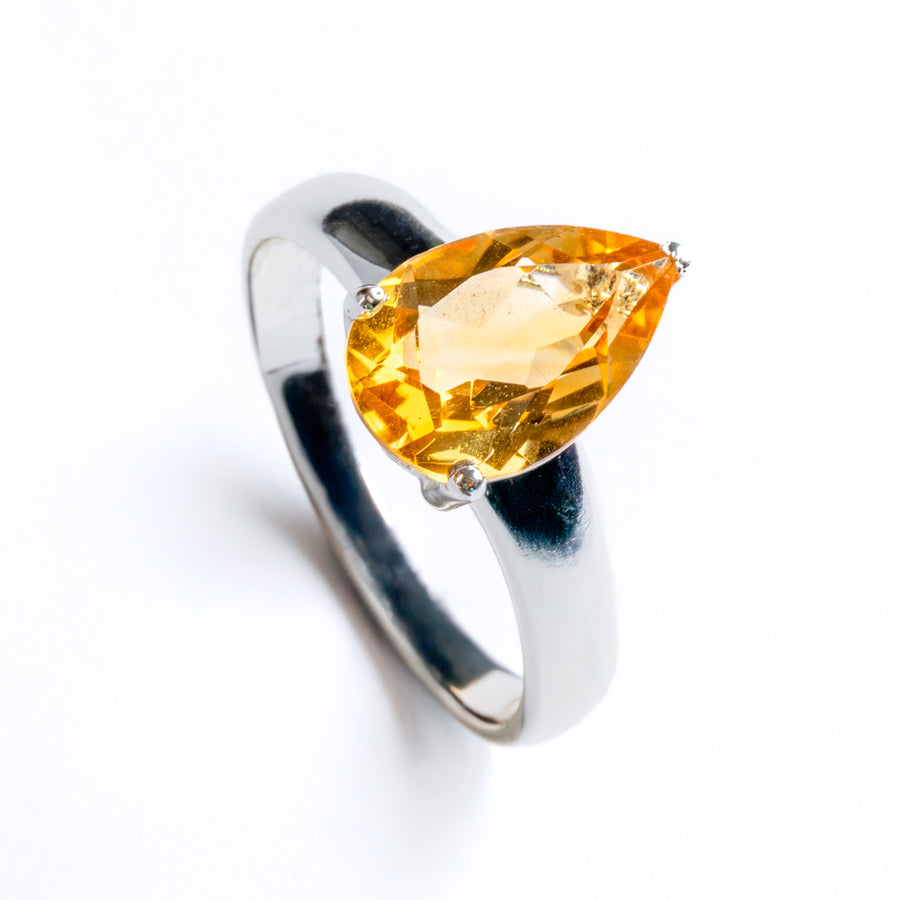 Teardrop-Shaped Citrine Ring