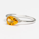 Small Teardrop-Shaped Citrine Ring