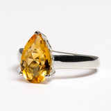 Large Teardrop-Shaped Citrine Ring