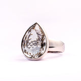 Large Teardrop-Shaped Clear Quartz Ring