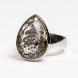 Large Teardrop-Shaped Clear Quartz Ring