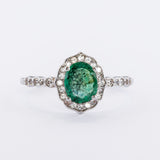 Medium Oval Emerald Ring with Zirconia Accents