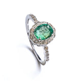 Medium Oval Emerald Ring with Zirconia Accents
