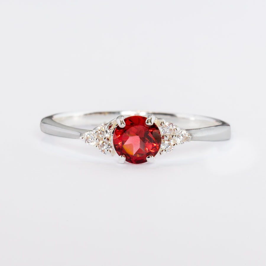 Small Garnet Ring with Triangular Zirconia Clusters
