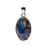 Oval Labradorite Pendant with Vibrant Blue Flash