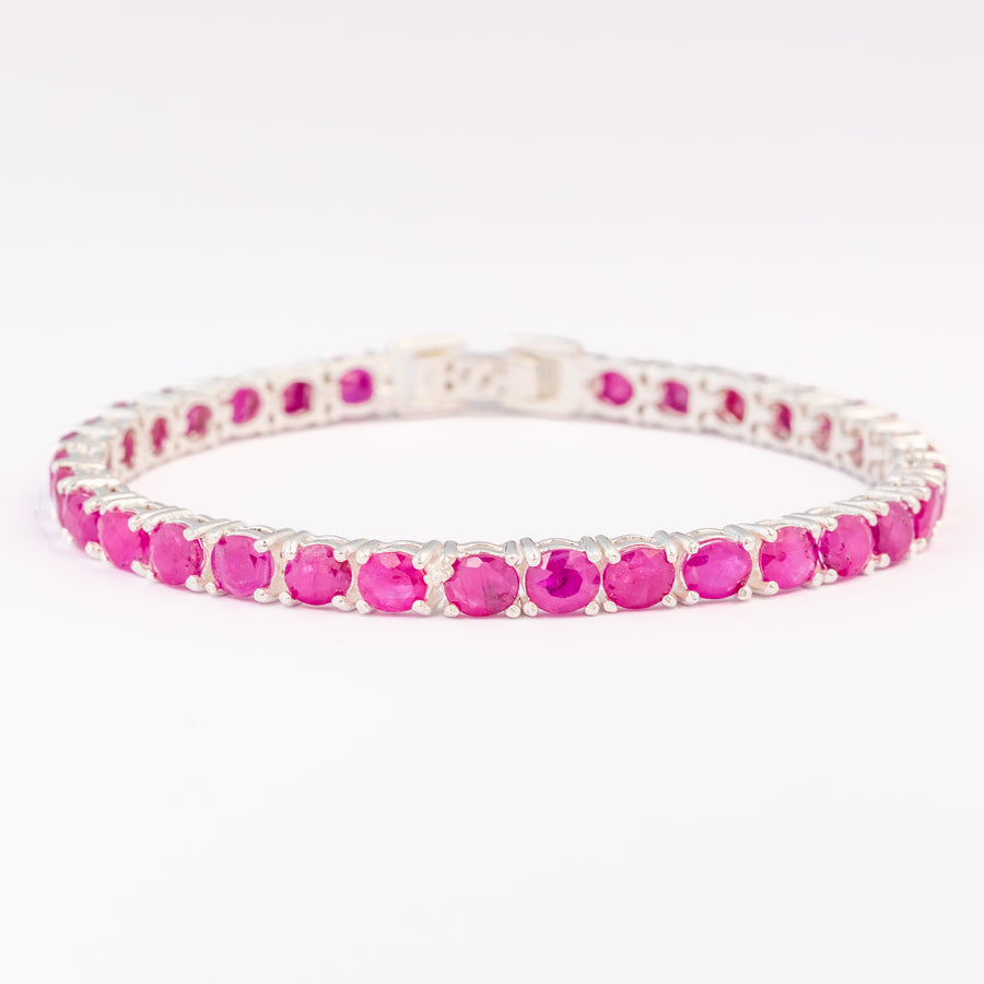 Ruby Gemstones Silver Bracelet