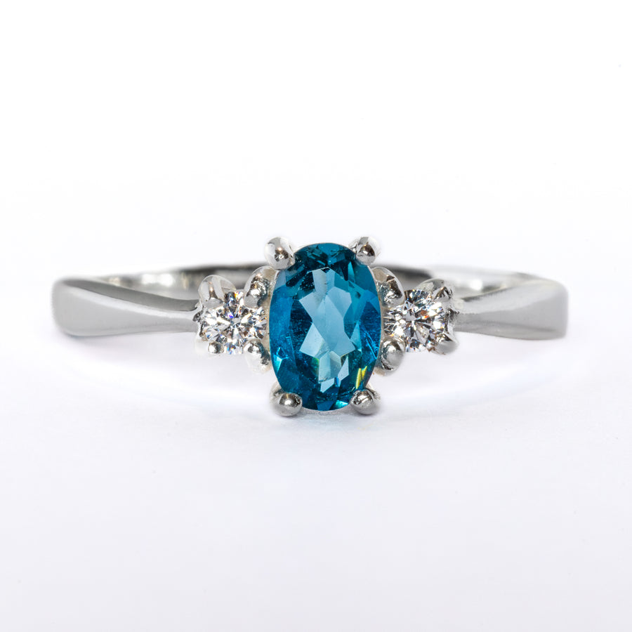 Petite Topaz Ring with Round Brilliant Cut Zirconia