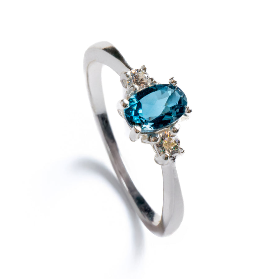Petite Topaz Ring with Round Brilliant Cut Zirconia