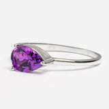 Small Teardrop-Shaped Amethyst Ring
