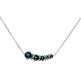 Graduated Blue Topaz Necklace with Caterpillar Design on Silver Chain