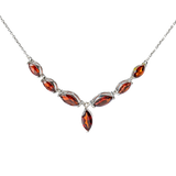 Chevron-Style Garnet Necklace with Marquise-Cut Stones
