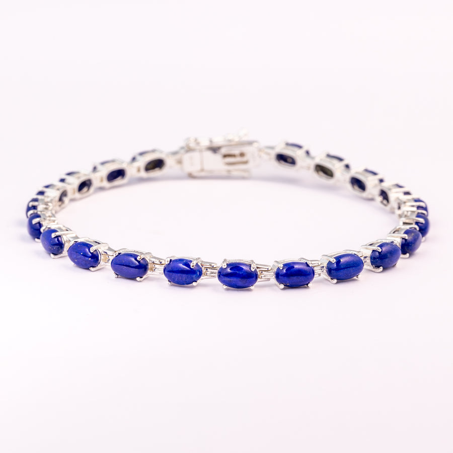 Lapis Lazuli Gemstones Silver Bracelet