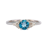 Small Circular London Topaz Ring with Zirconia Clusters
